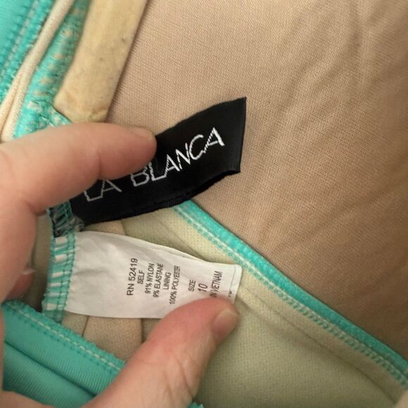 La Blanca Women’s 10 Mint Green Aqua 2 Piece Swim Set Tankini Bikini Bottom - Picture 3 of 8